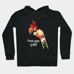 funny design with ketchup stain and kid, for dark background Hoodie